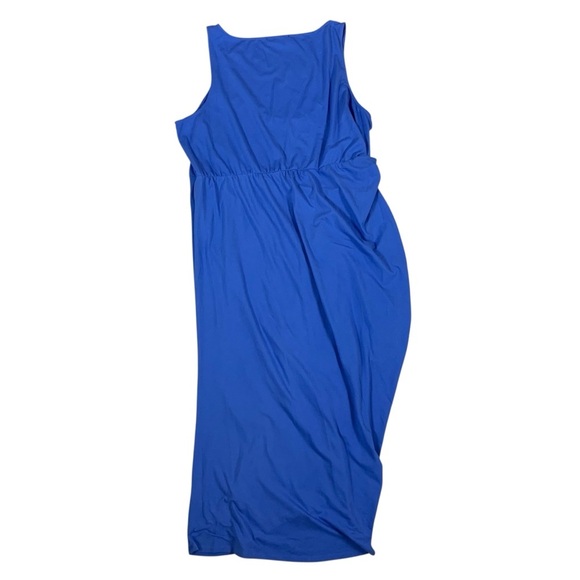 Eloquii Blue Ruched Bodycon Tank Midi Dress Curve Plus Size 24 Stretch - Picture 4 of 6
